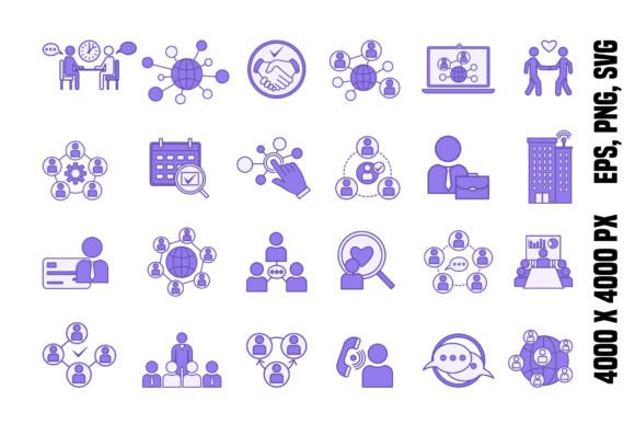 Colored Set of Networking Icons for Design