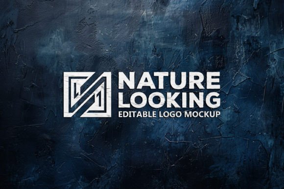 Desert Blue Wall Logo Mockup: Elevating Brand Visuals with Textured Realism