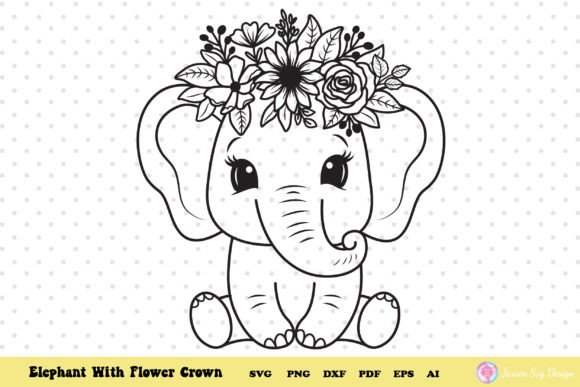 Elephant with Flower Crown: A Strategic Asset for Baby Elephant Digital Designs