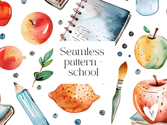 School Watercolor Seamless Pattern Guide
