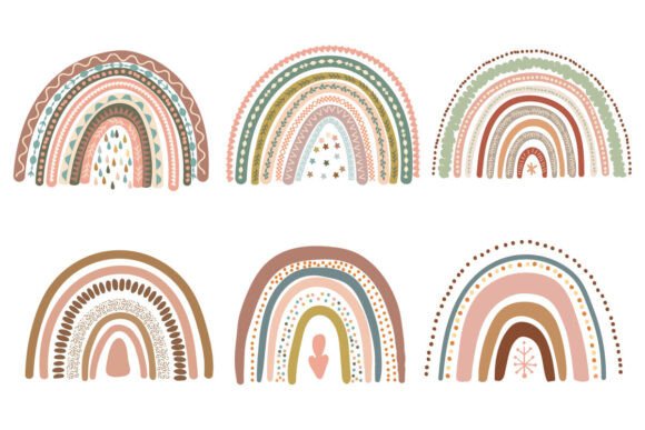 Set of Six Boho Rainbow Designs