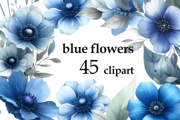 Watercolor Blue Flowers PNG Clipart: Elevating Digital and Physical Design
